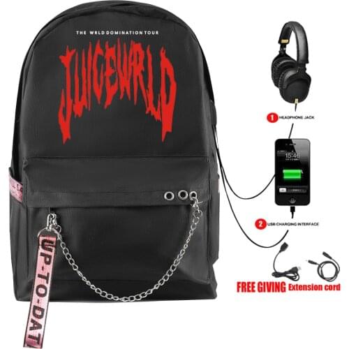 Juice Wrld Backpack Fashion print Hip Hop Backpack Laptop Backpack USB Multifunction Travel Backpack Softback Backpacks