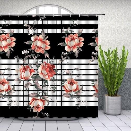 Cartoons Shower Curtains Flowers Green Grass Leaf Plant 3D Bathroom Home Decor Waterproof Polyester Bath Curtain With Hooks
