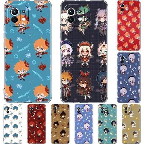 Clear Case for Xiaomi Mi Poco X3 NFC M3 11 10T Lite Phone Soft Cover Note 10 Pro 9T Transparent Celular Capa Cute Genshin Impact