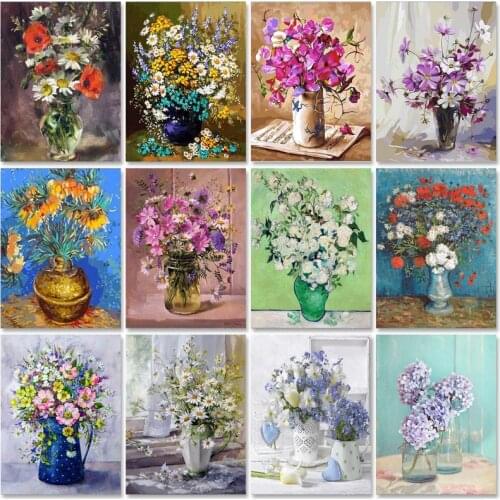 SDOYUNO 40x50cm Oil Paint By Numbers Flowers DIY Set of Acrylic Paint For Painting By Numbers On Canvas Scenery Home Decor