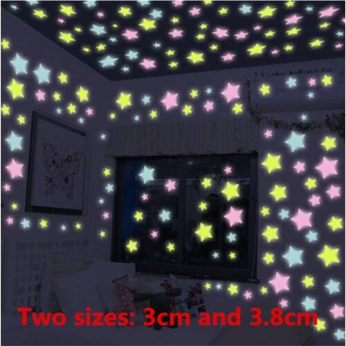 100pcs Luminous Stars Decoration Stickers Glow In The Dark Stickers For Children Room Baby Girl Bedroom Deco Home Accessories