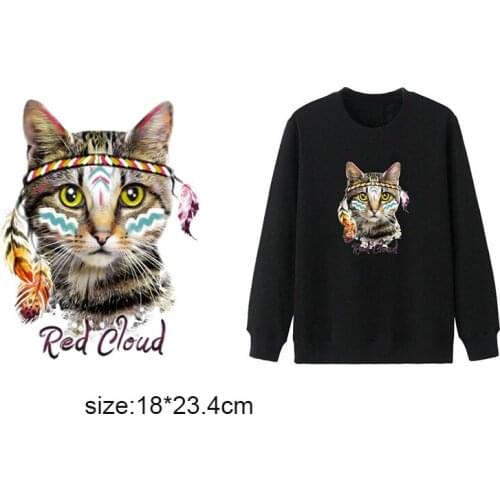 Cartoon Animal Cat Patches Hot Heat Transfer Cloth Printing Sticker DIY Iron On Clothing Bag Shoes Customization Logo