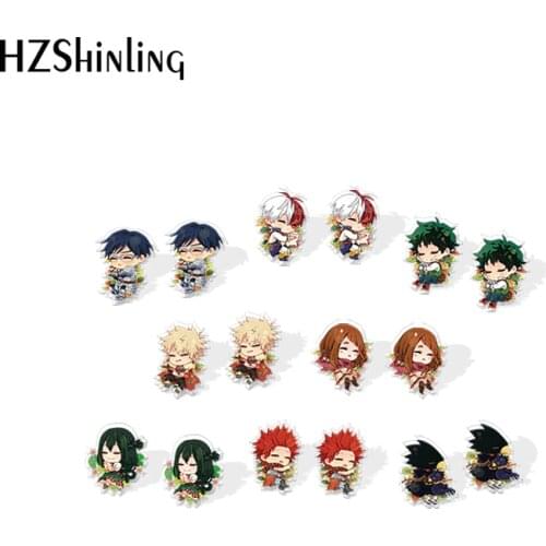 2020 New Todoroki Midoriya Bakugou Stud Earring My Hero Academia Acrylic Earrings Resin Epoxy Handmade Jewelry