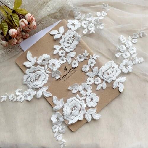 Wholesela Embroidery Applique Medallions Piece Lace For Wedding Dress Applique Lace Or Veil Lace