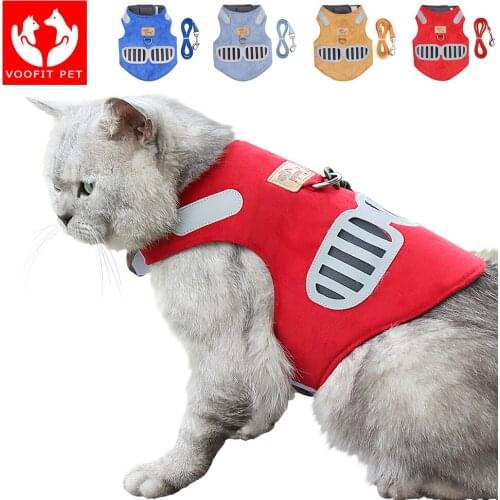 Cat Harness and Leash Set for Escape Proof Cat Vest Harness With Reflective Strips Adjustable Soft Mesh Vest for Kitten Puppy