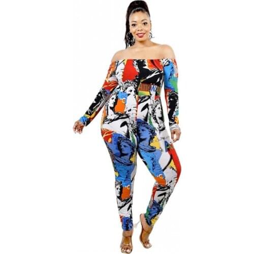 One-Shoulder Tube Top Sexy Jumpsuit African Clothing Printed Womens Tight-Fitting Casual Trousers Summer New African Jumpsuit