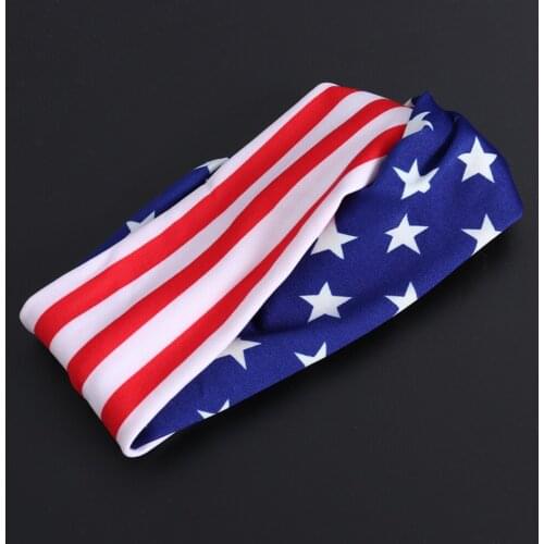 2Pcs USA Flag Headband Chic Durable Nice Soft America Flag Headband Elastic Turban USA Flag Head Wrap Patriotic Headdress