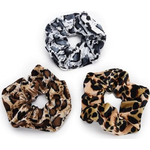 3 pcs/lot Hot Leopard Pattern Hair Elastic Scrunchies Ponytail Holder Hair Tie Classical Elastics Hair Bands for Girl in Winter