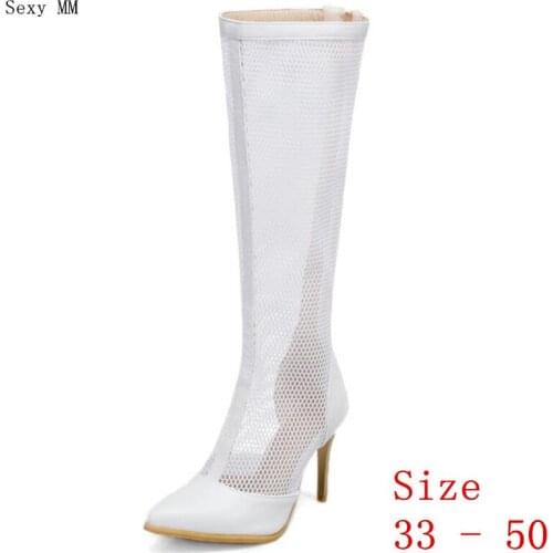 Summer Boots Women Knee High Boots Woman High Heel Long Thigh High Boots Botas Small Plus Size 33 - 50