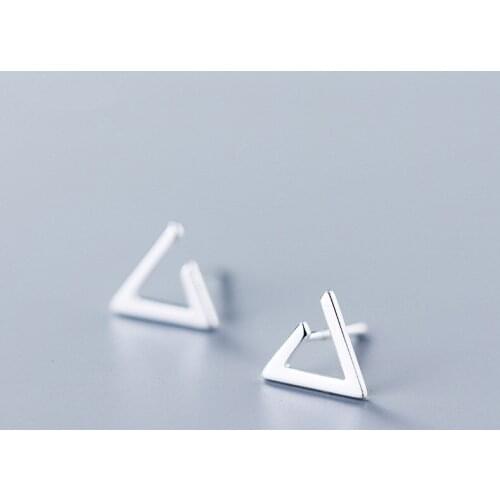 925 Sterling Silver Jewelry Triangle Stud Earrings For Women Girls Friend Kid Lady Wedding Jewelry Gift Dropsgipping EH860