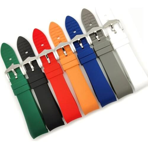 18mm 20mm 22mm 24mm Soft Sport Silicone Watch Band Men Women Universal Rubber Arc Elbow Diving Waterproof Strap Wrist Bracelet