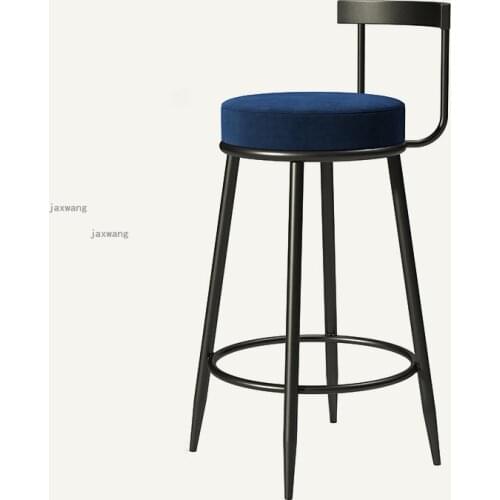 Nordic Iron Bar Chairs Home Bar Stool Modern Minimalist Backrest Bar Chair American Cafe PU High Stools Living Room Furniture