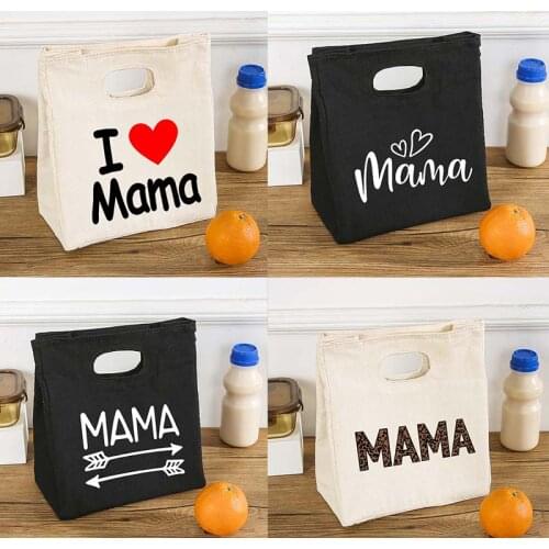 Mama Print Insulated Heat Lunch Bags Thermal Women Picnic Bento Box Tote Thermo Pouch Fresh Keeping Food Container Mother Gifts