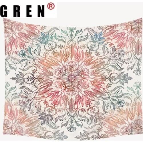 GREN Tapestry Psychedelic Mandala Wall Hanging Carpet Beach Towel Background Cloth Blanket Yoga Mat Art Bedroom Dorm Home Decor