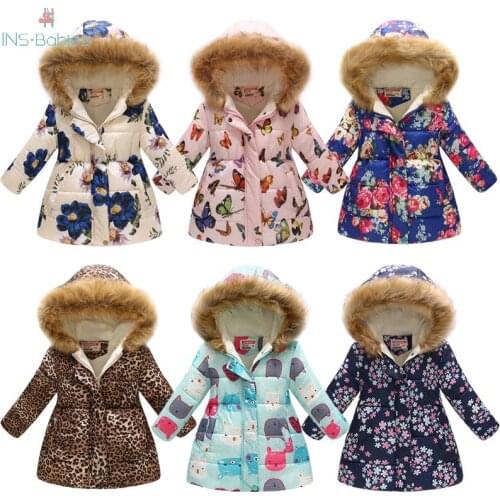 5-8 years Kids Coats for girls 2019 Winter Girl jacket butterfly cotton coats Childrens clothing childrens outerwear hoodie