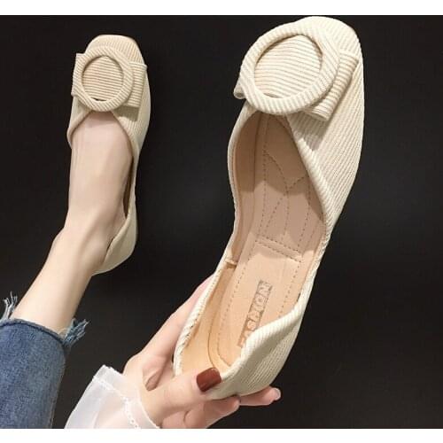 Single shoes women 2020 autumn new Korean version of womens peas shoes shallow mouth wild flat shoes scoop shoes