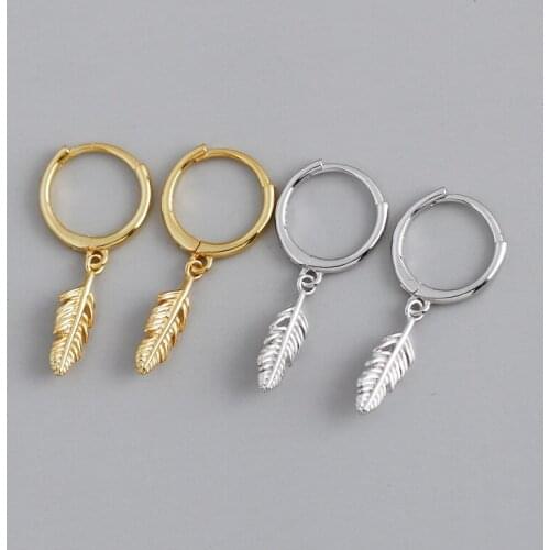 Enosola Fashion Genuine 100% 925 Sterling Silver Minimalist Small Leaf Drop Earrings for Women Punk Party Jewelry Accessories