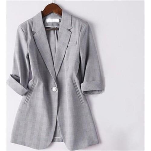 Women Plaid Blazers and Jackets Suit Ladies NEW High end Work Wear Plus Size 4XL Casual Female Outerwear Wear to Work Coat