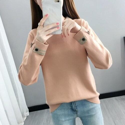 Women 2021 Spring Autumn New Solid Color Knitted Pullover Tops Female Loose Sweater Tops Ladies Long Sleeve Warm Jumpers 8889