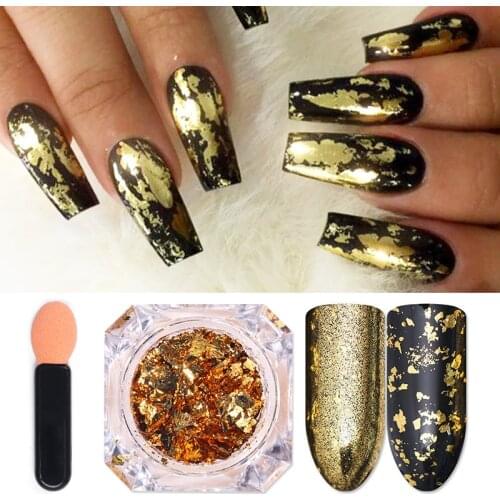 Gold Silver Polish Flakes Nail Glitter Aluminum Irregular Sequins Mirror Powder Paillette Foil Sticker Nail Art Decoration