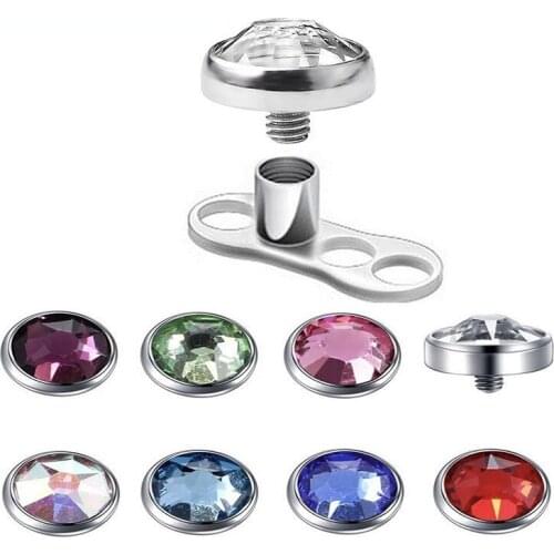 1PC G23 Titanium Embedded Bone Dermal Anchor Inlaid Zircon Anti Allergy Sexy Body Piercing Jewelry For Unisex