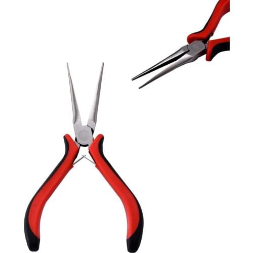 1PCS Carbon Steel Jewelry Pliers Long Chain Nose Pliers(Needle Nose Pliers) Polishing Gunmetal, 150mm