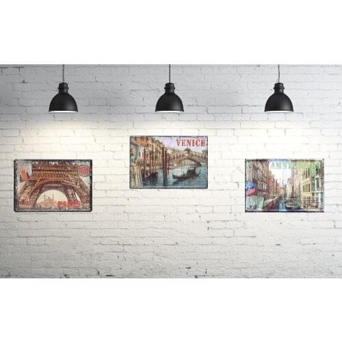 1 pc Venice Paris Amsterdam Love city Italy Rome Tin Plate Sign wall plaques Man cave coffee shop vintage metal Poster vintage