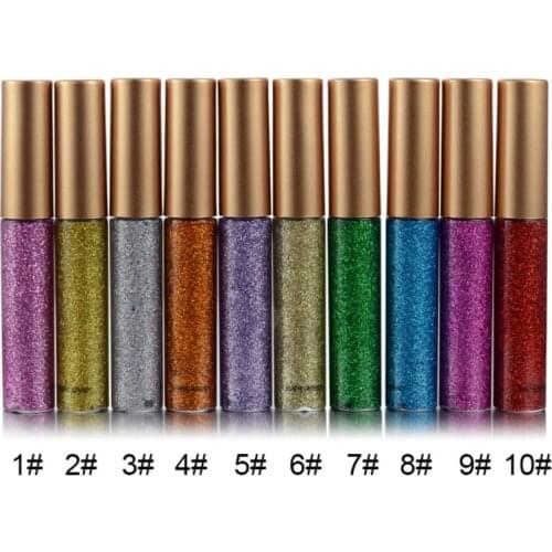 10 Colors Professional Metallic Glitter Silver Makeup Liquid Cosmetics Glitter Pigment Eyeliner Waterproof Gold Shimmer