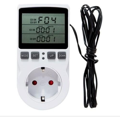 16A Temperature Control Socket Adapter EU US Timer Switch Socket Plug With Digital Display For Aquaculture Greenhouse Family Lif
