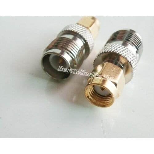 1Pcs RP SMA Male RPSMA Plug To RP Connector TNC Female RPConnector TNC Jack RF Adapter Antenna Router Golden