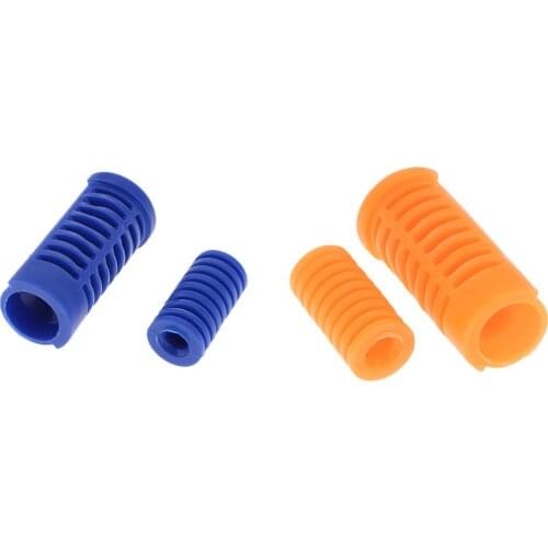 2 Pairs Motorcycle Shifter Rubber Cover Lid Cover, Orange + Blue, Φ10 X 63mm + Φ8 X 40mm