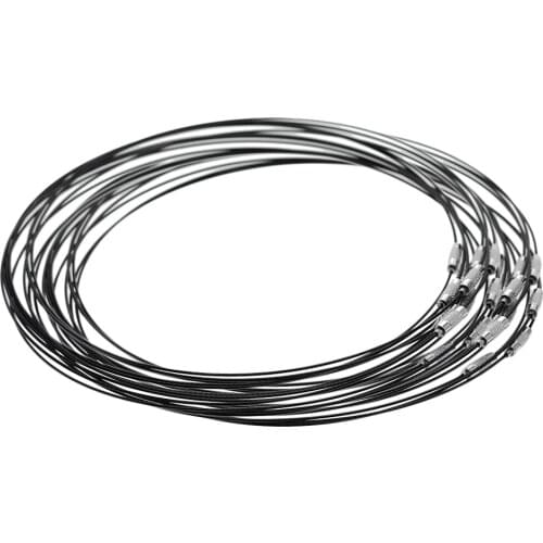 20Pc Choker Memory Wire Black Cord Stainless Steel Screw Clasp Hooks Jewelry