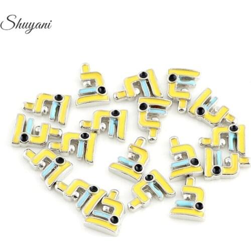 20Pcs/lot Enamel School Microscope Floating Charms For Living Memory Locket Bracelet Teachers Day Gift Jewelry Wholesale F281