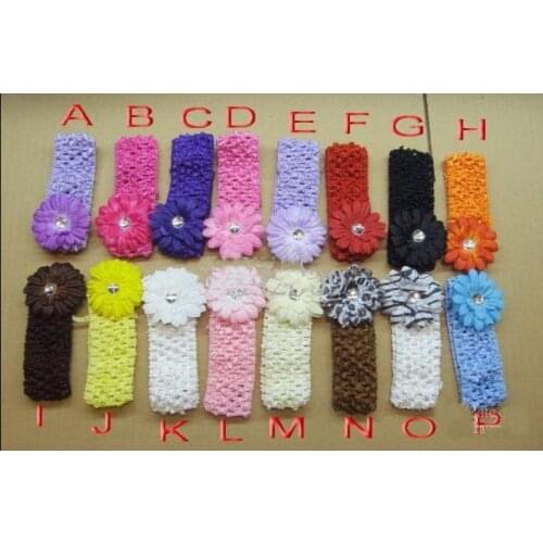 400pcs 2 Inch Baby Flower Hair Clip Gerber Flower Hair Bow Clips + 1.5 Inch Crochet Headbands