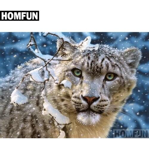 HOMFUN Full Square/Round Drill 5D DIY Diamond Painting "Animal leopard" Embroidery Cross Stitch 5D Home Decor Gift A05011