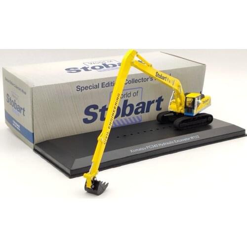 Atlas 1/76 Eddie Stobart Rail Komatsu PC340 Hydraulic Excavator W122 Civil Engineering Diecast Models Collection Toys Car Yellow