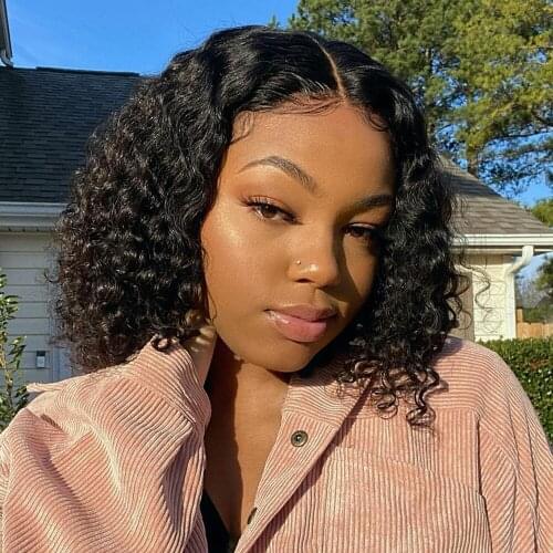 Brazilian Curly Bob Wig Lace Front Human Hair Wigs For Women 4X4 Closure Wig Pre Plucked Curly Bob Lace Front Wigs Remy Hair