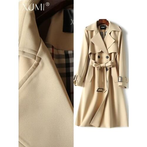 Brand Counter 2021 Spring New Medium and Long Windbreaker Coat Korean Version Slim Little Girl