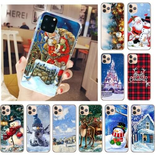 Snowman Christmas Santa Claus Phone Case For iPhone 11 XR 12 Pro Max X XS XR 7 8 6S Plus 5S SE2020 Silicone TPU Soft Back Cover