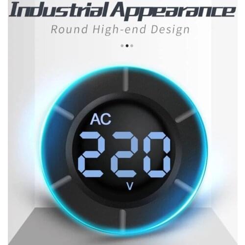 1PC/5PCS DC0-300V AC 30-500V Digital Voltmeter Round LCD Display 0-300V Car Voltage Monitor Volt Panel Meter