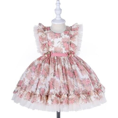 Baby Girl Floral Europe Dress Children Royal Lolita Dresses Infant Birthday Baptism Ball Gowns Toddler Girls Boutique Vestidos