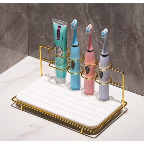 Stainless Steel Diatom Mud Toothbrush Holder Bathroom Punch-free Shelf Vanity Storage Rack Electric Toothbrush Toothpaste Holder