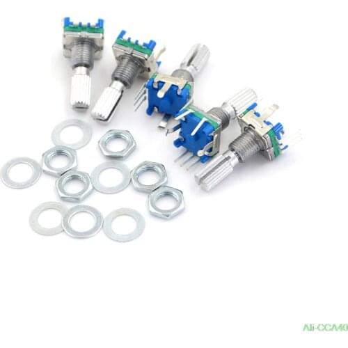 Length 20mm Original, Rotary Encoder, Code Switch/ EC11/ Digital Potentiometer With Switch 5Pin Handle 5pcs/lot