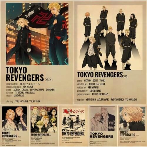 Hot Anime Tokyo Revengers Vintage Posters Mikey Retro Kraft Paper Sticker DIY Room Bar Cafe Decor Gift Print Art Wall Paintings