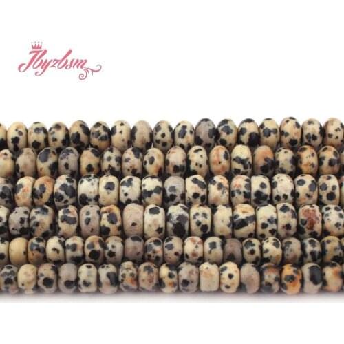 3x6 4x8mm Smooth Dalmatian Jaspers Stone Rondelle Spacer Loose Beads for DIY Bracelet Necklace Jewelry Making 15"Free Shipping