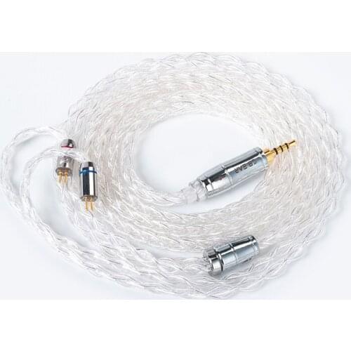 KBEAR 8 Core Pure Silver Cable 2.5/3.5/4.4MM With MMCX/2pin/QDC Connector Limpid Pro For KZ ZS10 Pro AS10 ZSX ZSN PRO EDX MT1