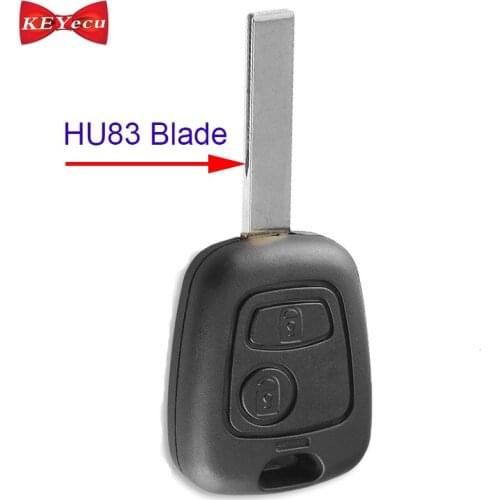 KEYECU for Peugeot 307 Remote Car Key Fob 433MHz ID46 Chip HU83 Blade With Groove