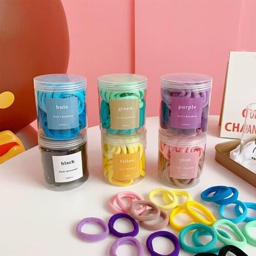 Girl Hair Rubber Bands colorful 50Pcs/Box hair rope Seamless Hair Rope High Elastic Head Rope Ponytail Holder Thick Scrunchies