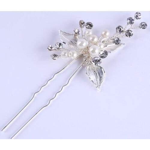 Fashion Hair Jewelry Silver Plated Romantic Pearl Plant Hair Comb For Women Bijoux Crystal Bridal Hair Accessories Best Gift