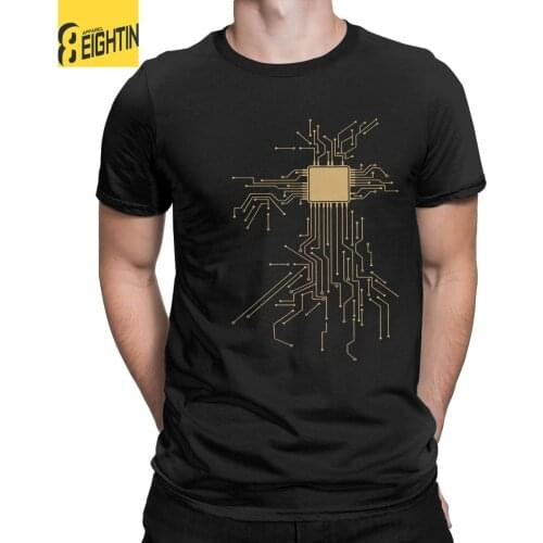 Mens T-Shirt CPU Technology Nerd Computer Fashion 100% Cotton Tee Shirt Short Sleeve Chip Computer Science T Shirt Round Neck